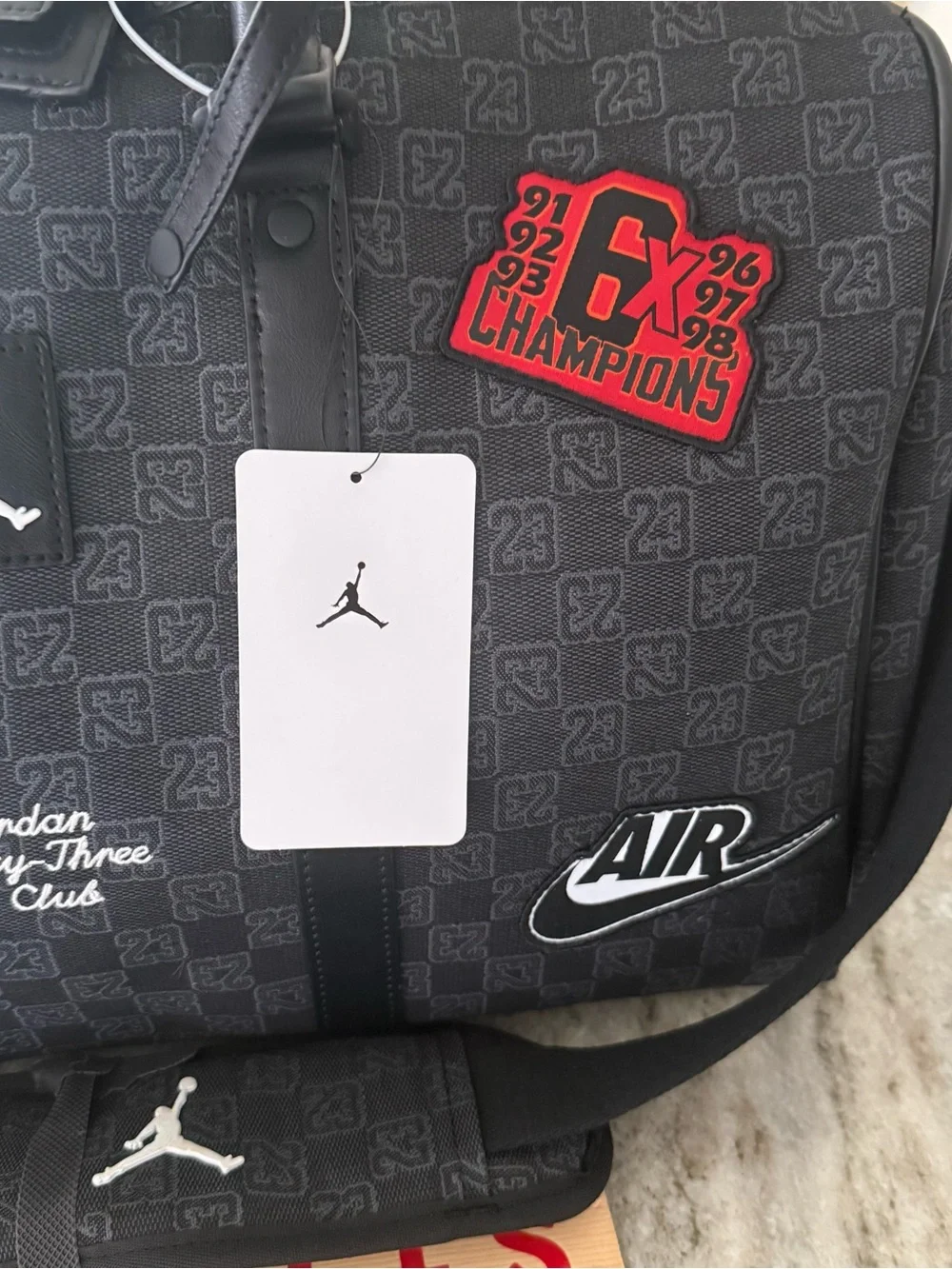 Nike Air  Jordan Monogram Champion Luxury 25L Duffle Bag MM9157-023 Size Medium